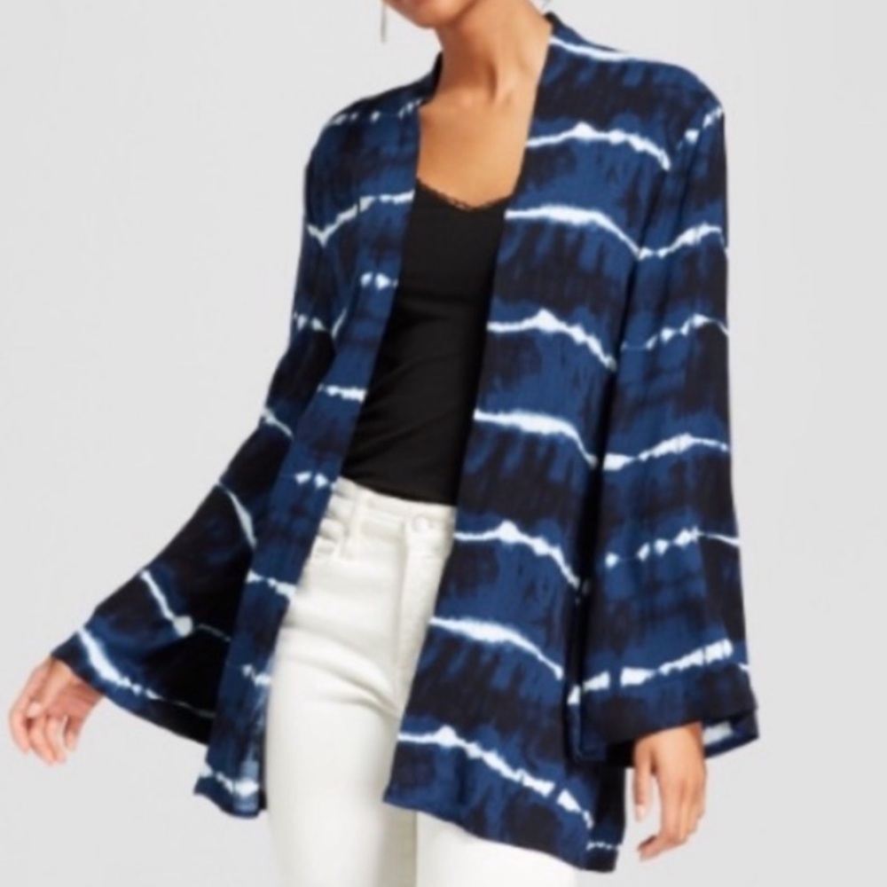 Tie dye kimono long bell sleeve open summer cardigan xxl